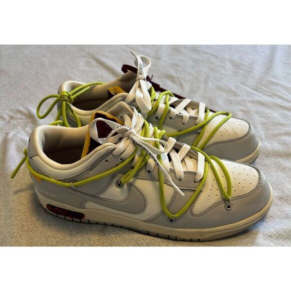 Nike Air Size 9.5 Dunk Low Off-White Lot 8 Sail Grey Men Used DM1602-106 - Picture 1 of 9